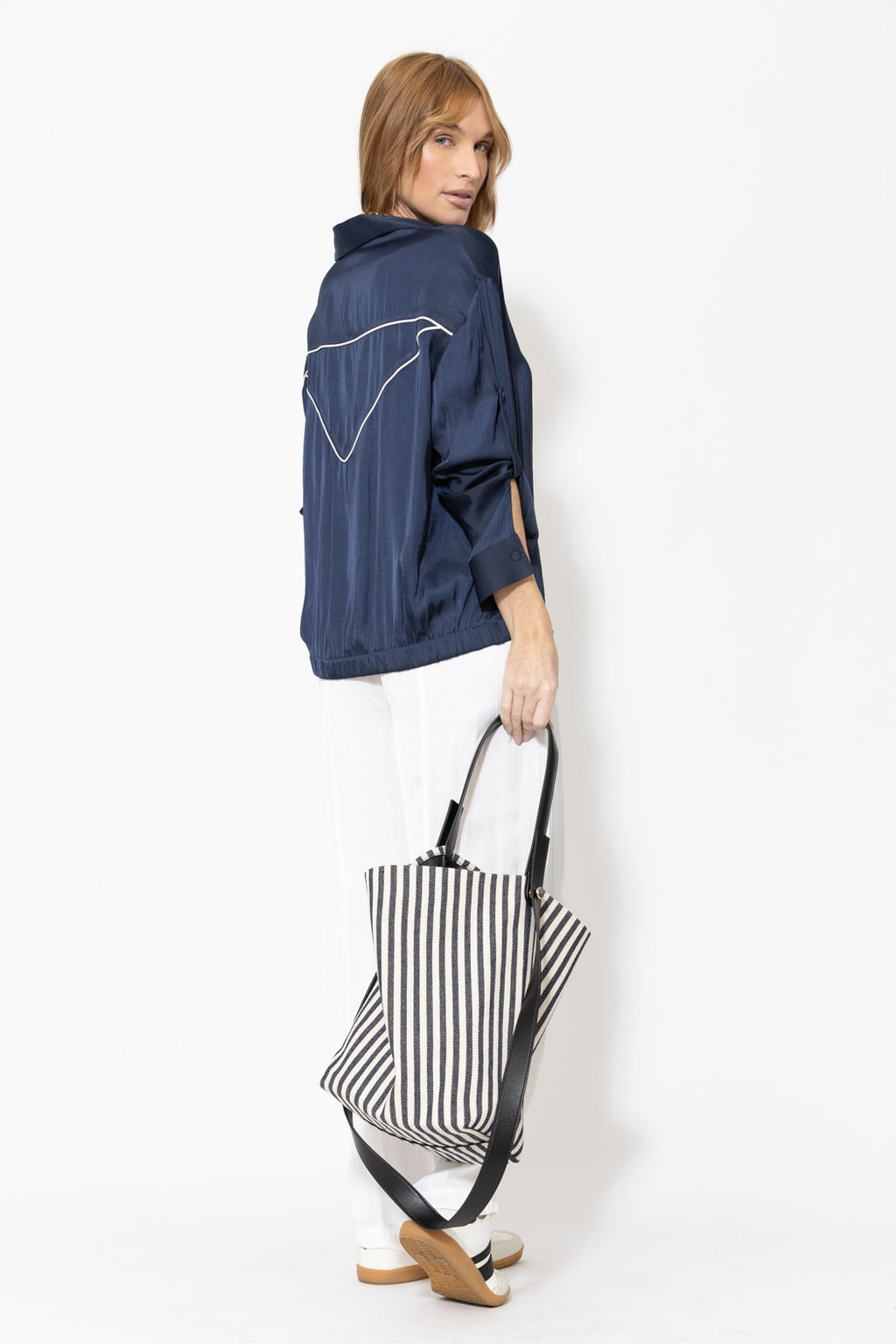 Navy Zoe Stripe Bag