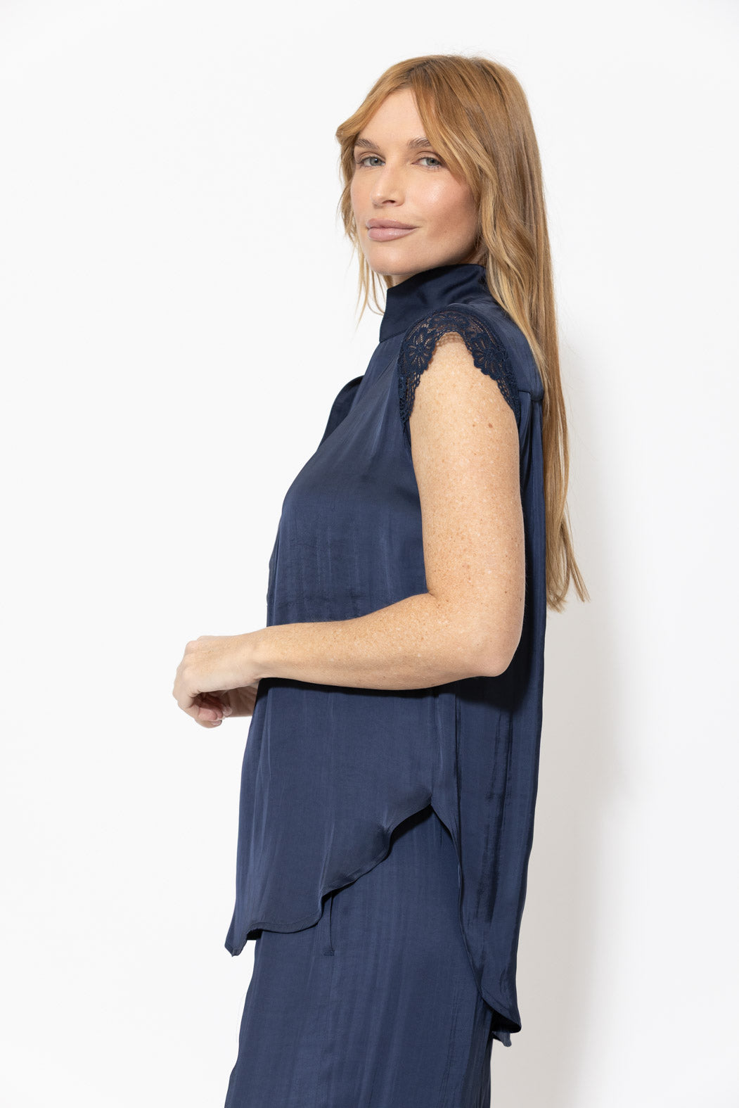 Navy Glow Lace Blogger Shirt