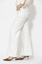 White Denim Stretch Wide Leg Jean