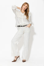 White Denim Stretch Wide Leg Jean