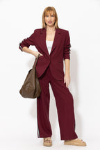 Burgundy Linen Stripe Pant