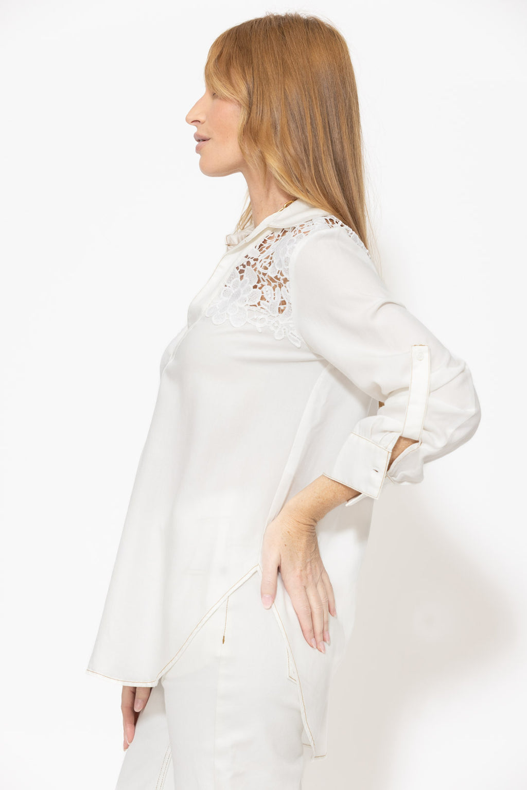 White Denim & Lace Blogger Shirt