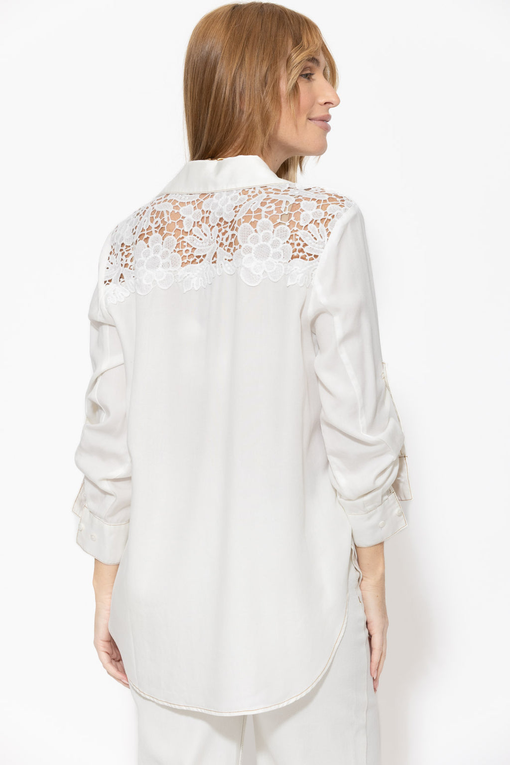 White Denim & Lace Blogger Shirt