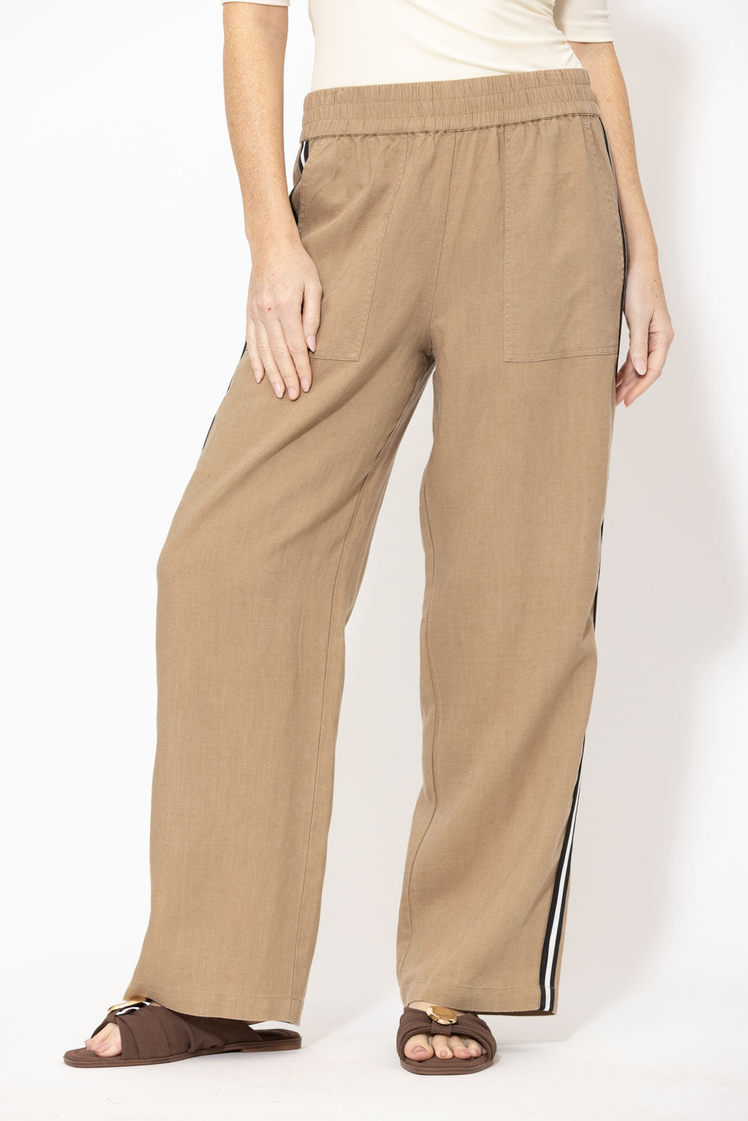 Caramel Linen Stripe Pant