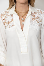 White Denim & Lace Blogger Shirt
