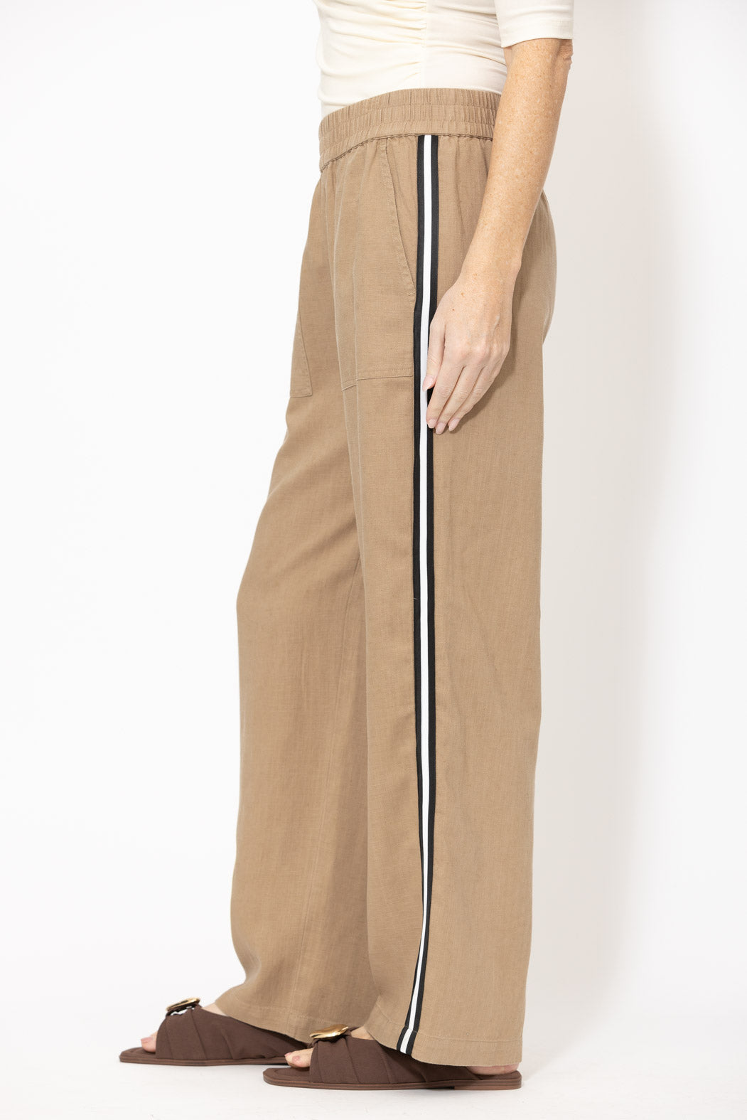 Caramel Linen Stripe Pant