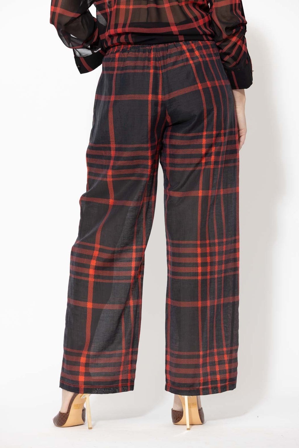 Red/Black Tencel Linen Cargo Pant