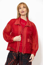 Red Organza Funnel Jacket