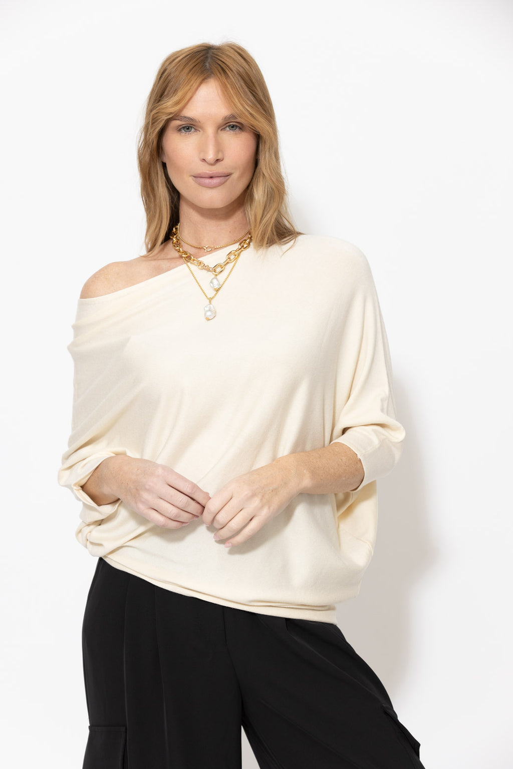Ivory Knit Drape Top