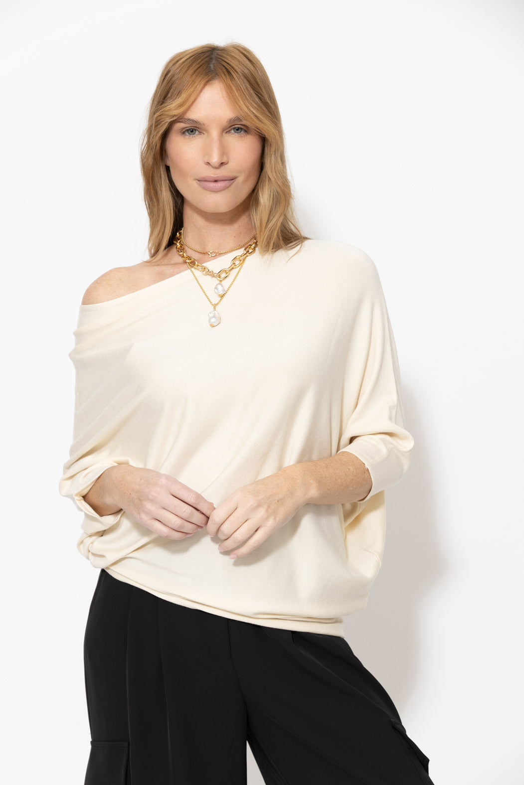 Ivory Knit Drape Top