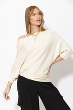 Ivory Knit Drape Top