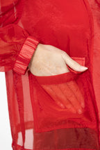 Red Organza Funnel Jacket