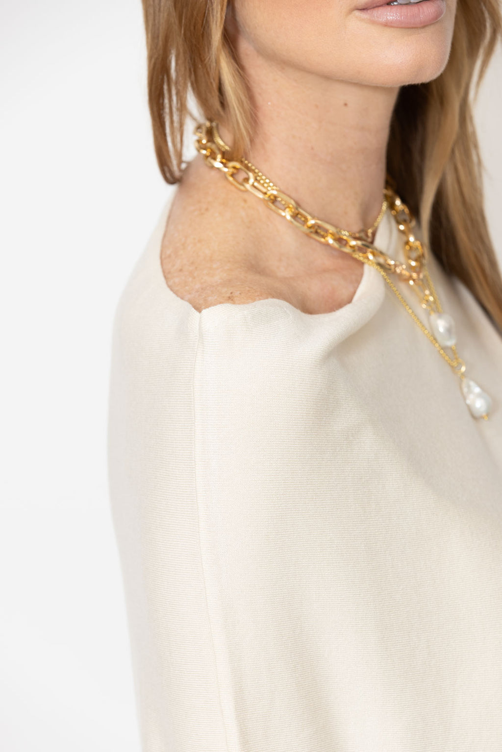 Ivory Knit Drape Top