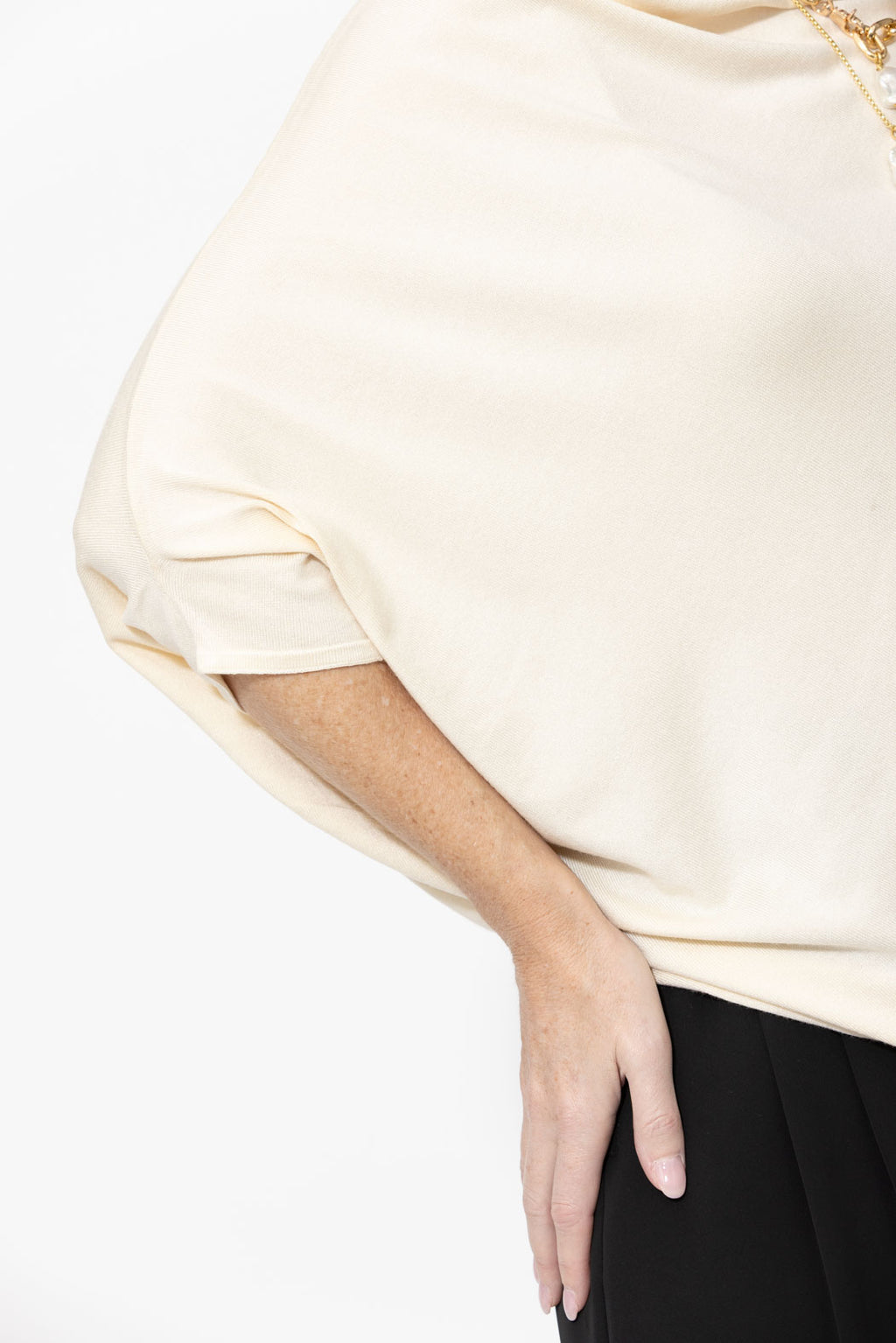 Ivory Knit Drape Top