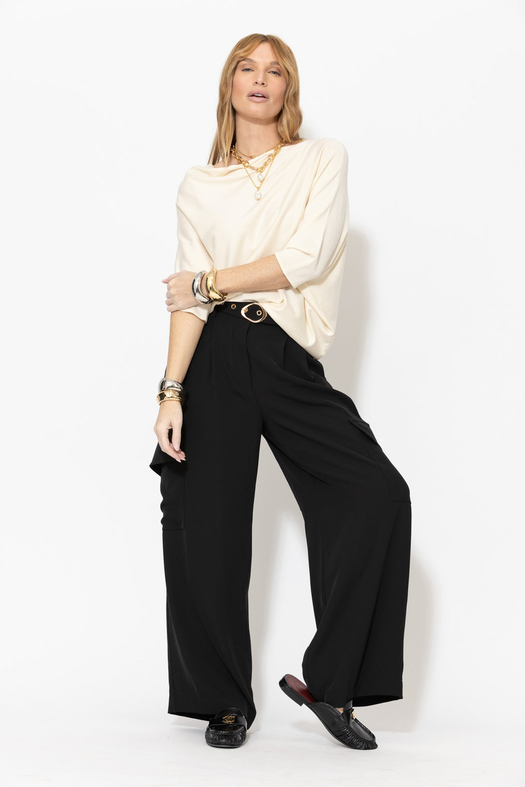 Ivory Knit Drape Top