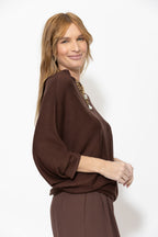 Chocolate Knit Drape Top
