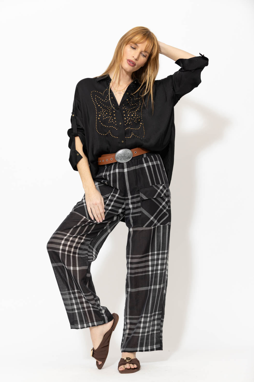 Black Glow Studded Shirt