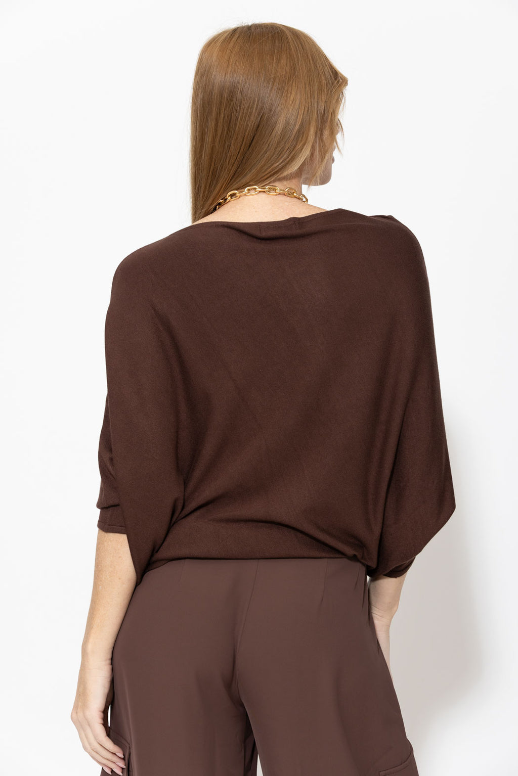 Chocolate Knit Drape Top