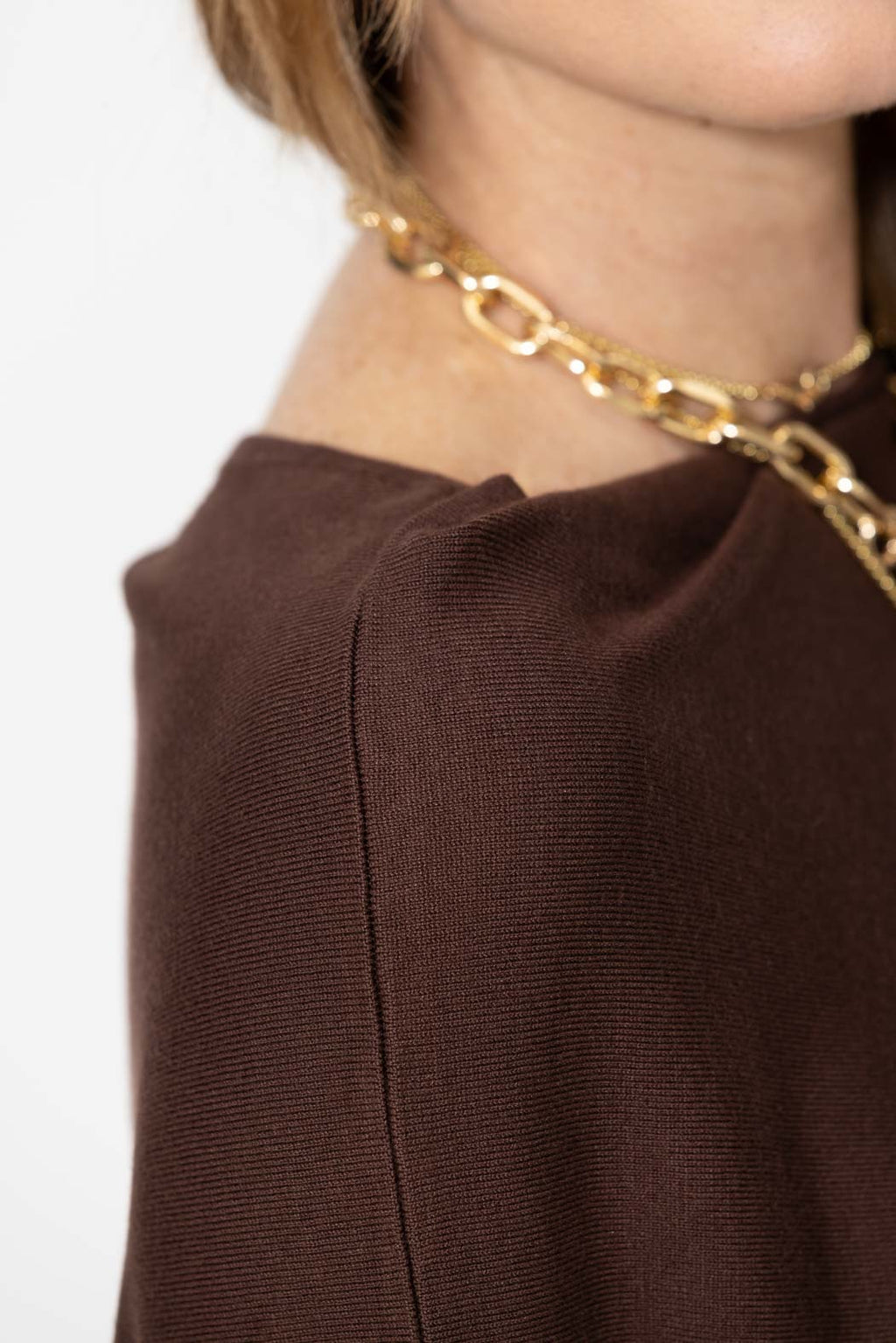 Chocolate Knit Drape Top