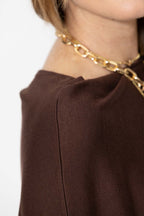 Chocolate Knit Drape Top
