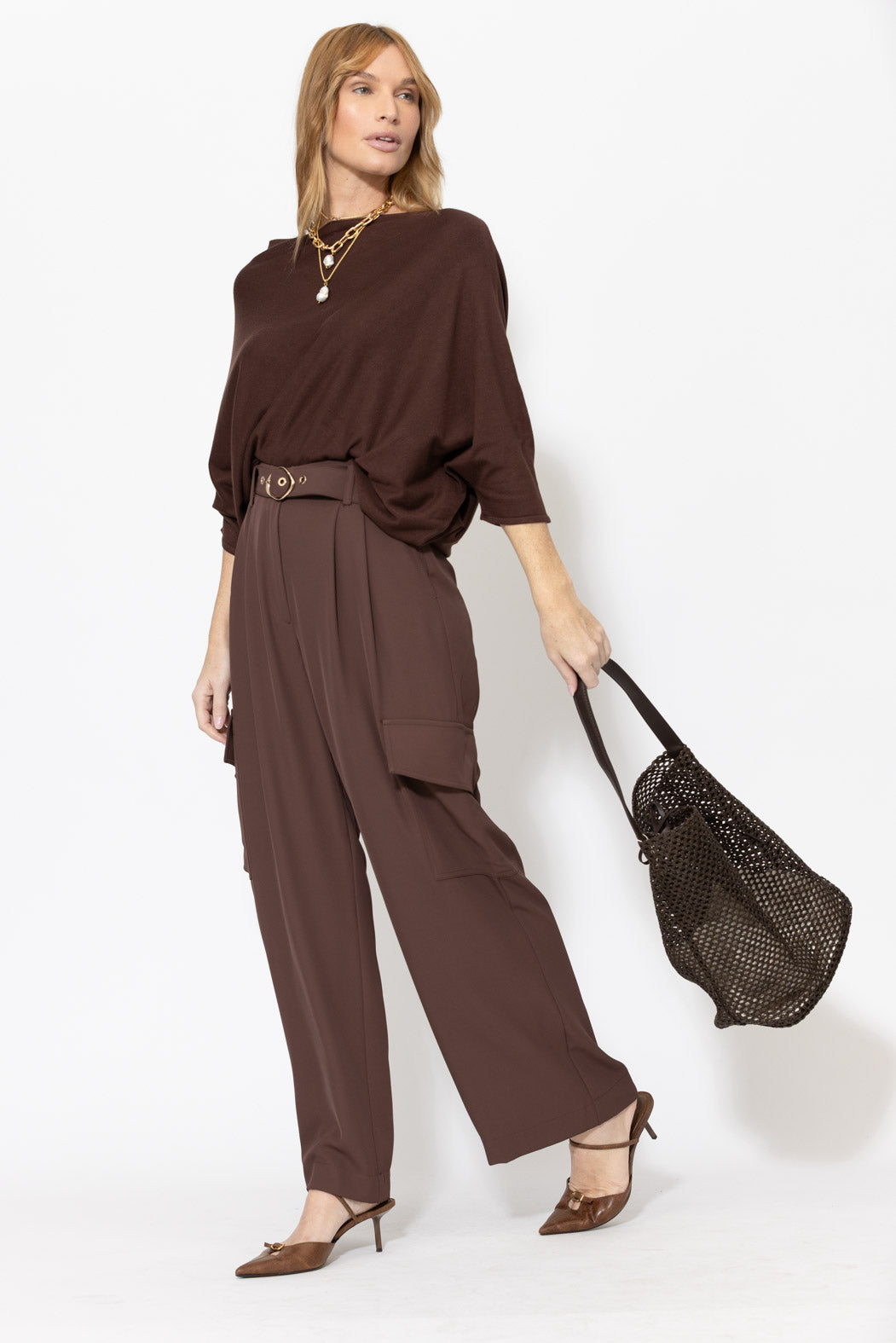 Chocolate Knit Drape Top