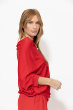 Red Knit Drape Top