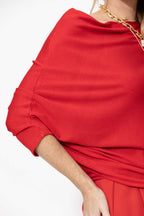 Red Knit Drape Top