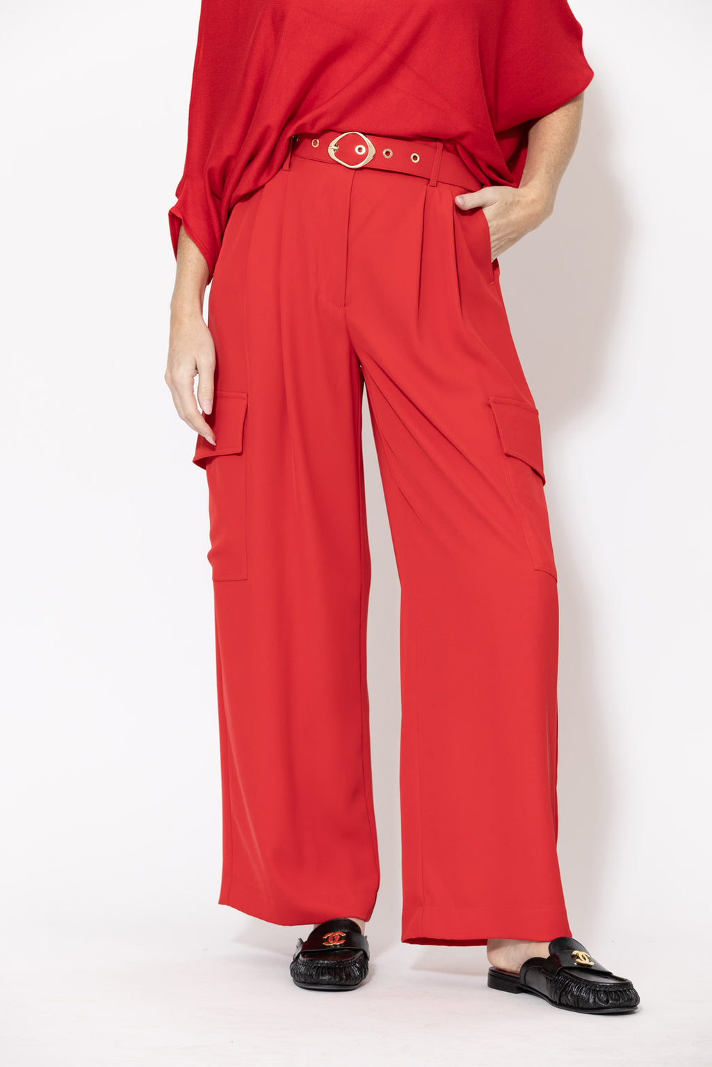 Red Euro Cleo Cargo Pant