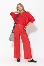 Red Knit Drape Top