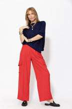 Navy Knit Drape Top