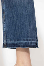 Mid Denim Button Front Crop Jean