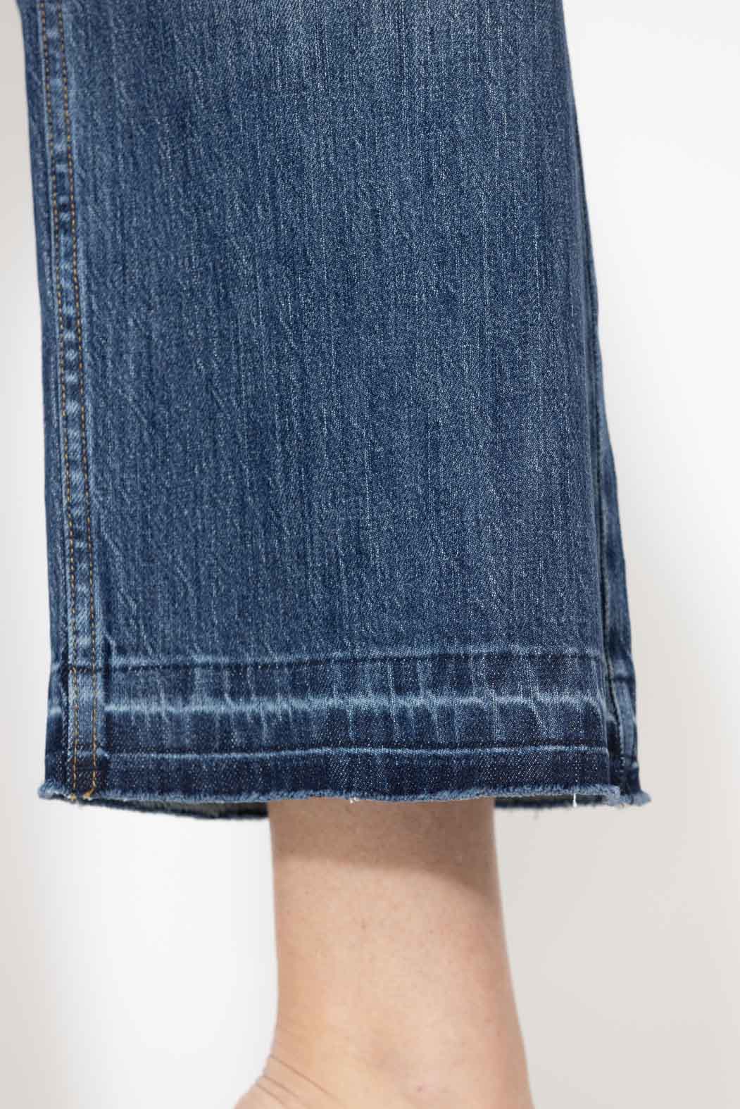 Mid Denim Button Front Crop Jean