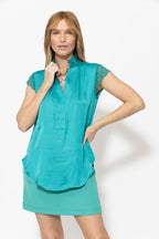 Teal Glow Lace Blogger Shirt