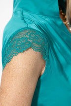 Teal Glow Lace Blogger Shirt
