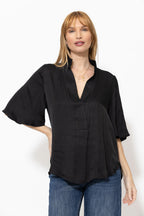 Black Milan Fluted Blogger Shirt