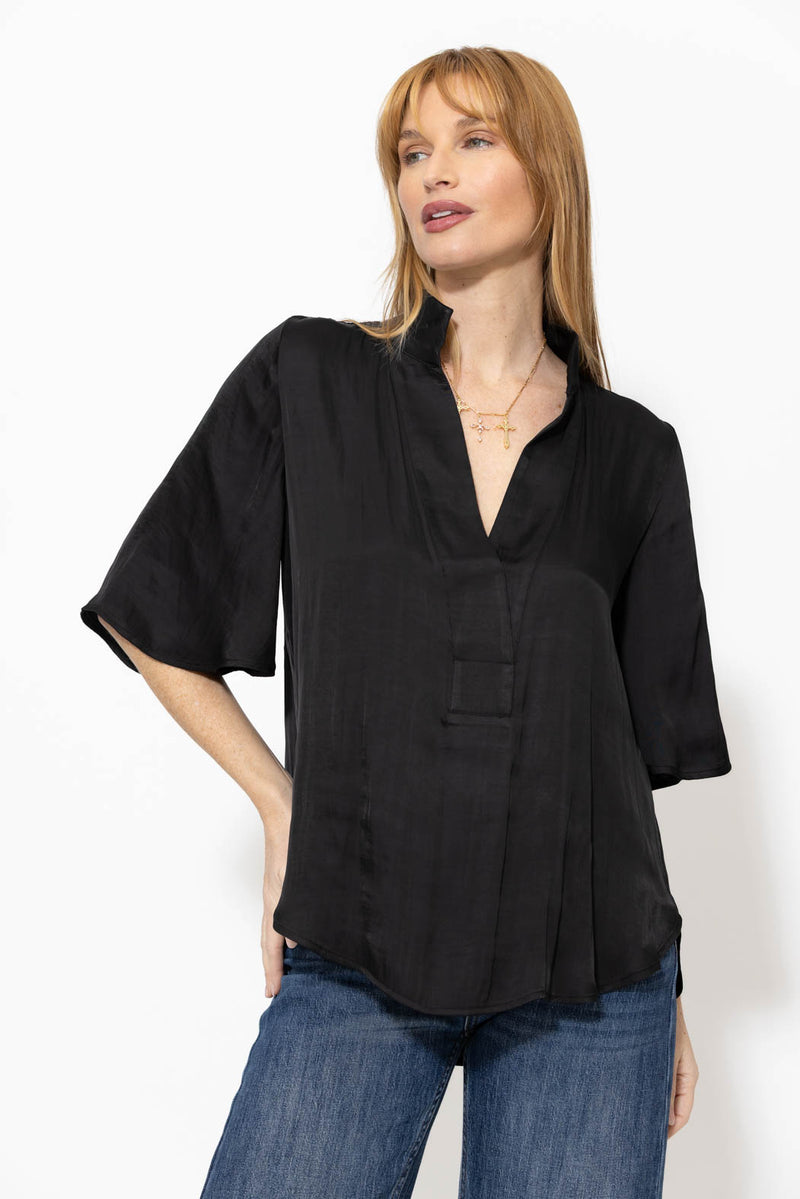 Black Milan Fluted Blogger Shirt