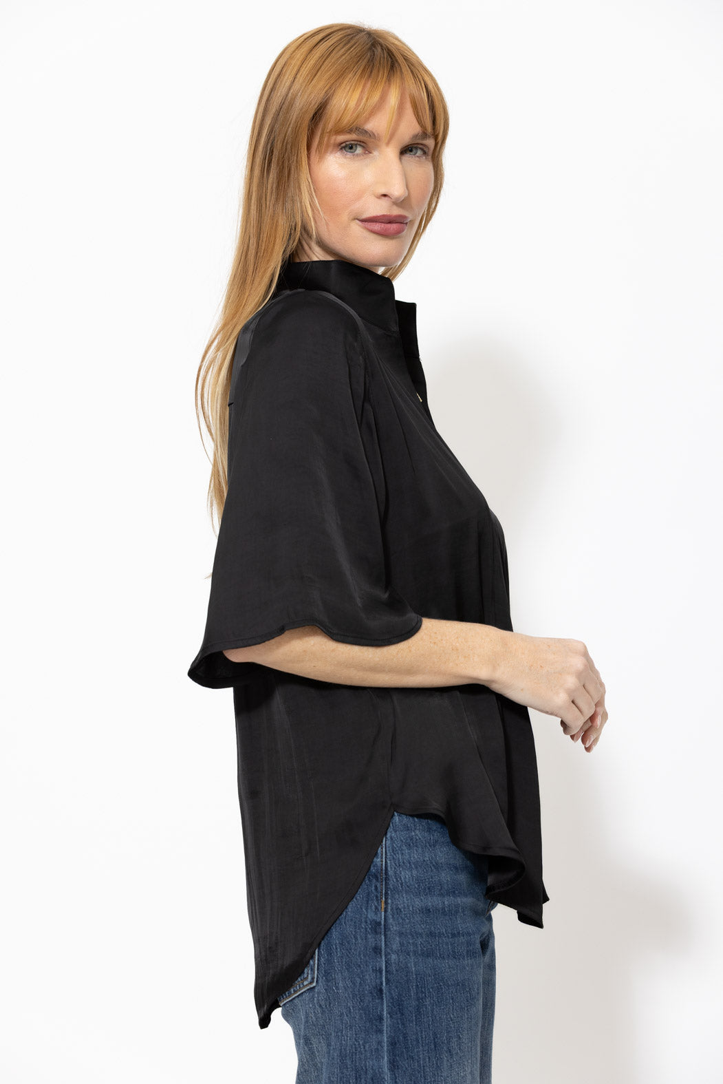Black Milan Fluted Blogger Shirt
