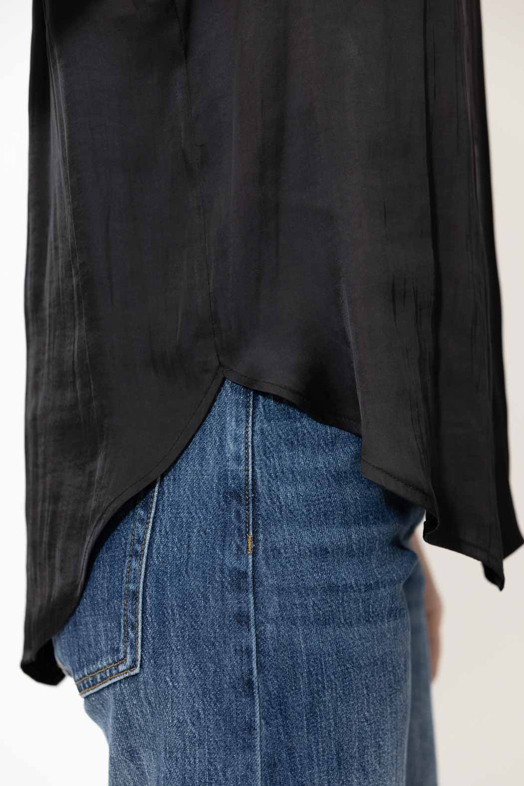 Black Milan Fluted Blogger Shirt