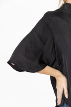 Black Milan Fluted Blogger Shirt