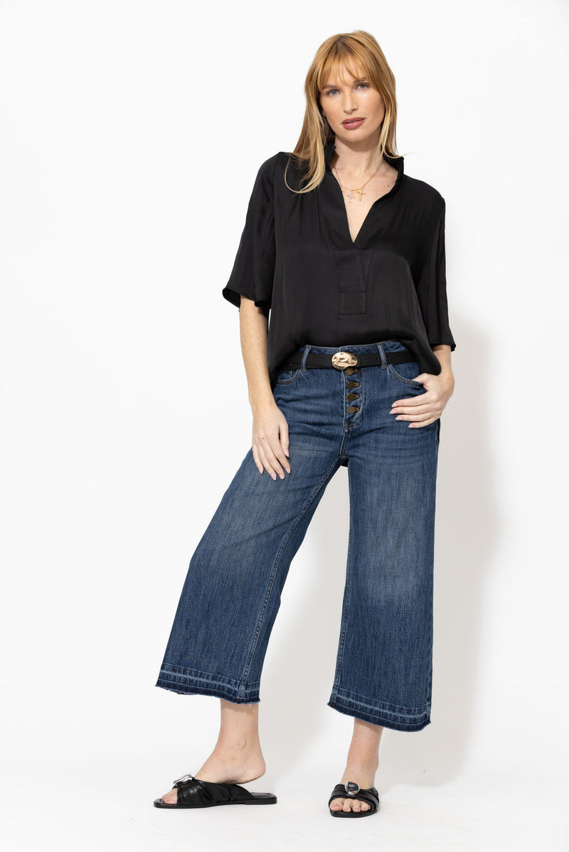 Black Milan Fluted Blogger Shirt