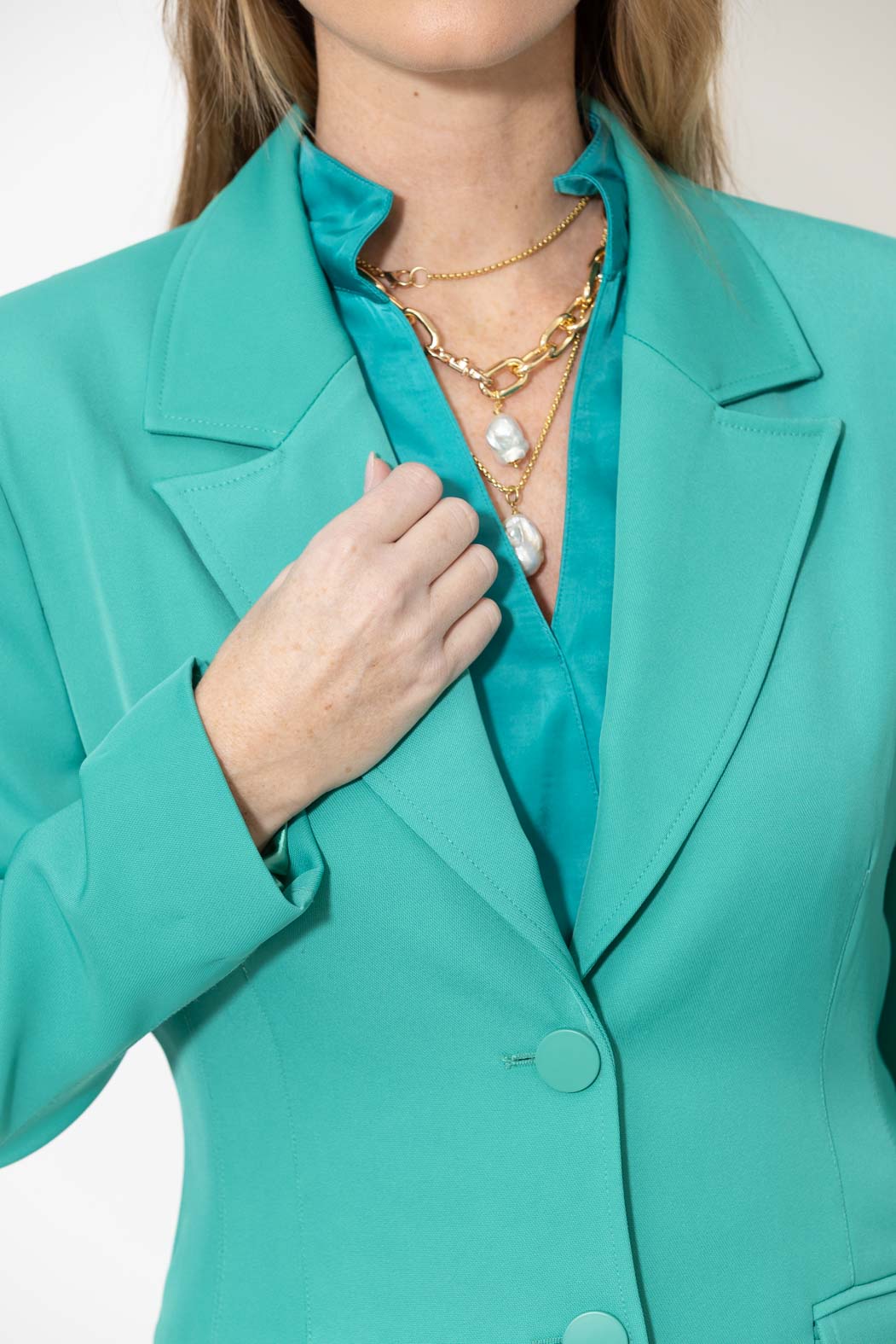 Teal Romy Shaped Blazer
