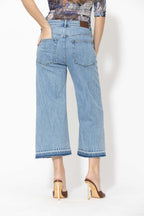 Light Denim Button Front Crop Jean