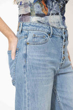 Light Denim Button Front Crop Jean