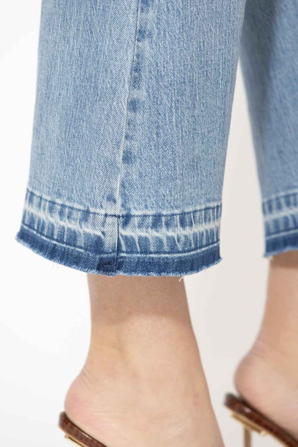 Light Denim Button Front Crop Jean