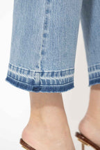 Light Denim Button Front Crop Jean