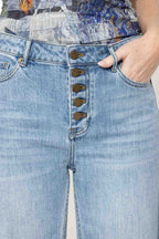 Light Denim Button Front Crop Jean