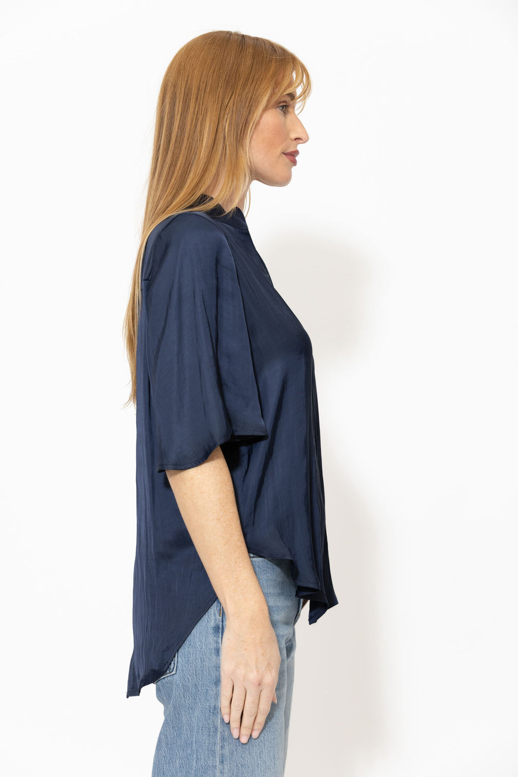 Navy Milan Fluted Blogger Shirt