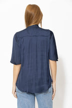 Navy Milan Fluted Blogger Shirt