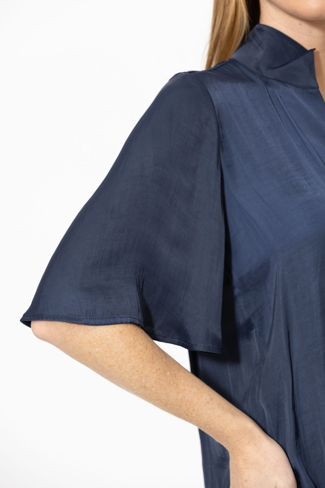 Navy Milan Fluted Blogger Shirt