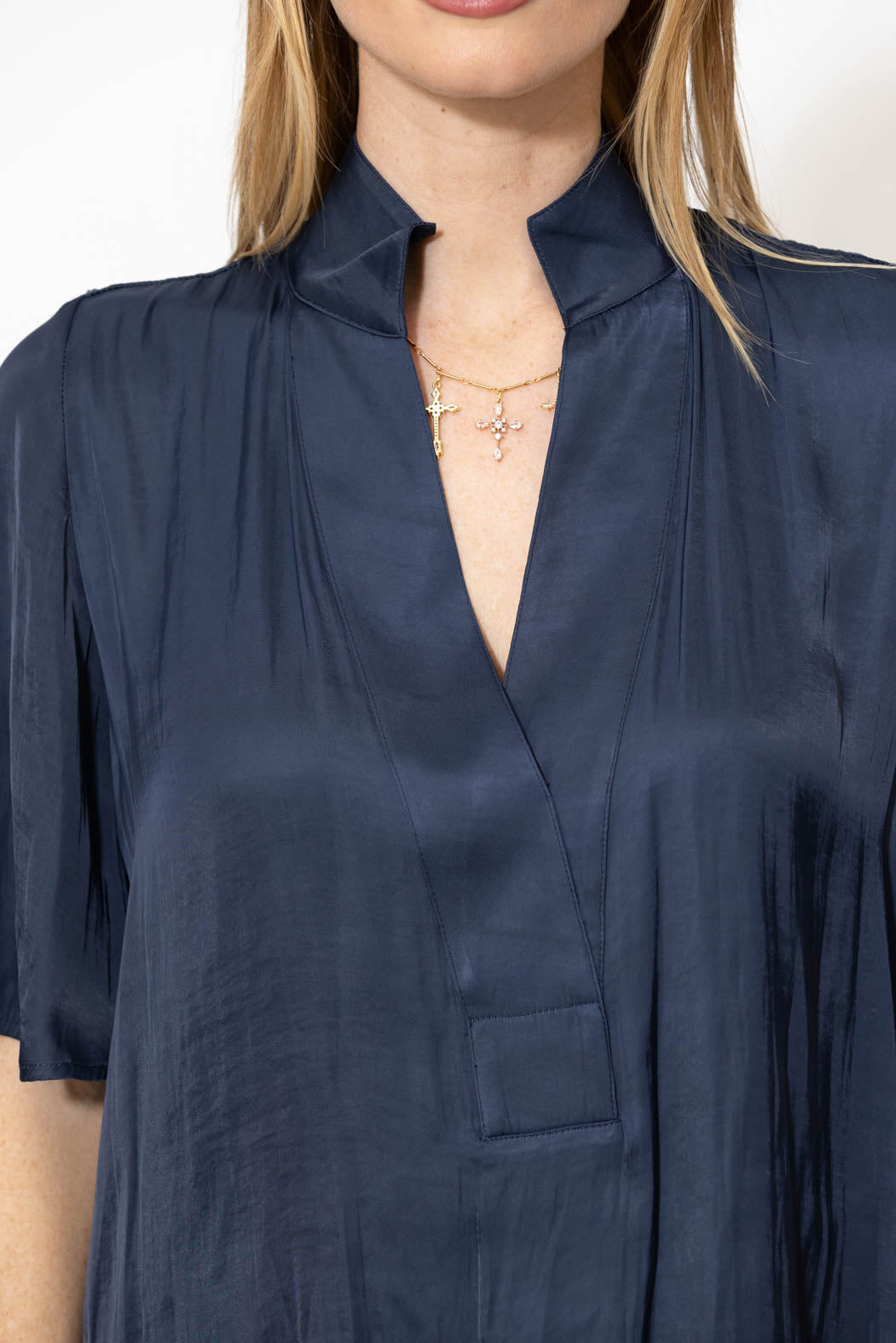 Navy Milan Fluted Blogger Shirt